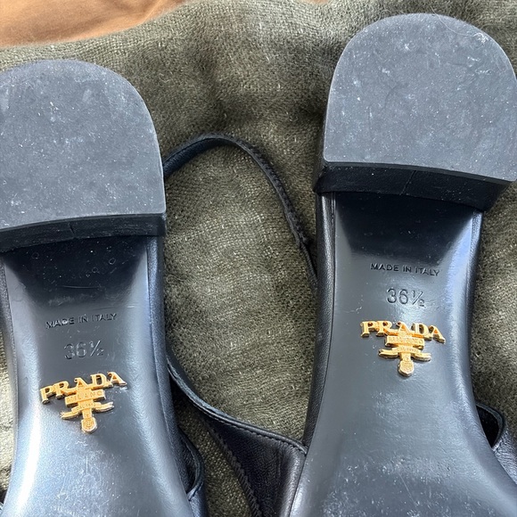 Prada Women's Black Bow Slingback Flats - Picture 5 of 9